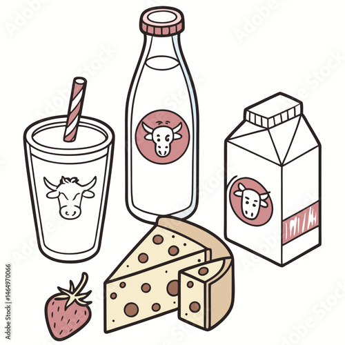 Milk Chillers for Home and Business= Editable Stroke Vector Illustration