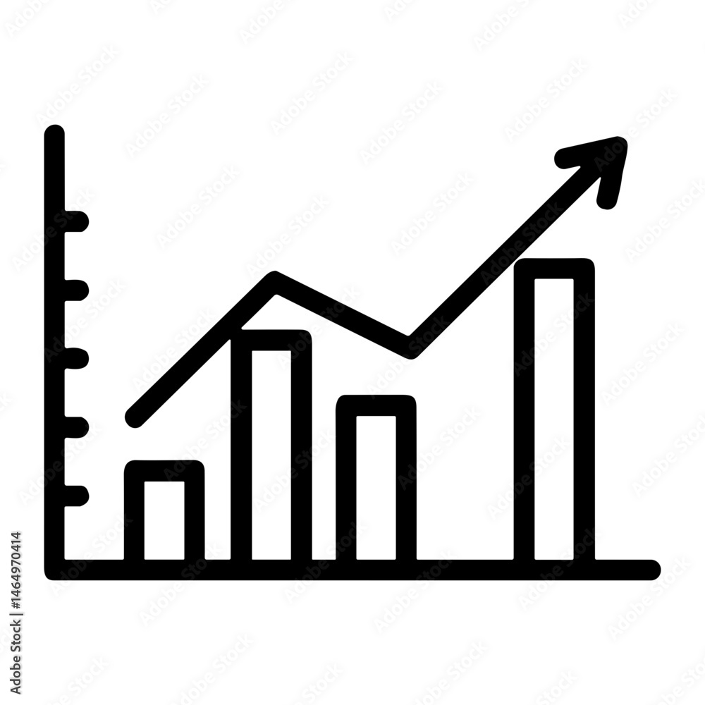 Business chart icon with growth trend on a transparent background Business chart icon with growth trend on a transparent background