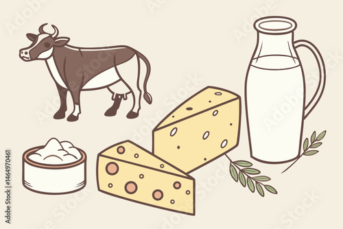 Milk Chillers for Home and Business= Editable Stroke Vector Illustration