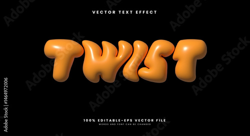 Twist 3D  inflated editable Text Effect Template Suitable for modern Style