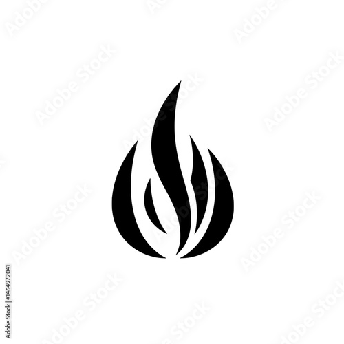 Flame Icon: An elegant black and white graphic of a flame, representing energy, passion, and transformation, rendered in a minimalist style. 
