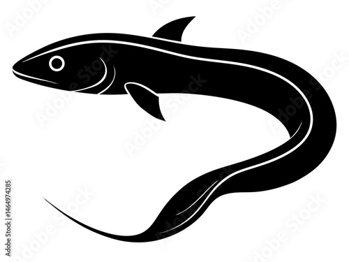 eel fish silhouette, moray eel silhouette vector white background