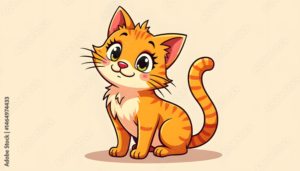 Fototapeta premium Cartoon ginger cat illustration