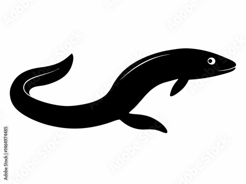 eel fish silhouette, moray eel silhouette vector white background