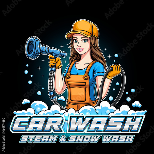 Characters for car wash with added text