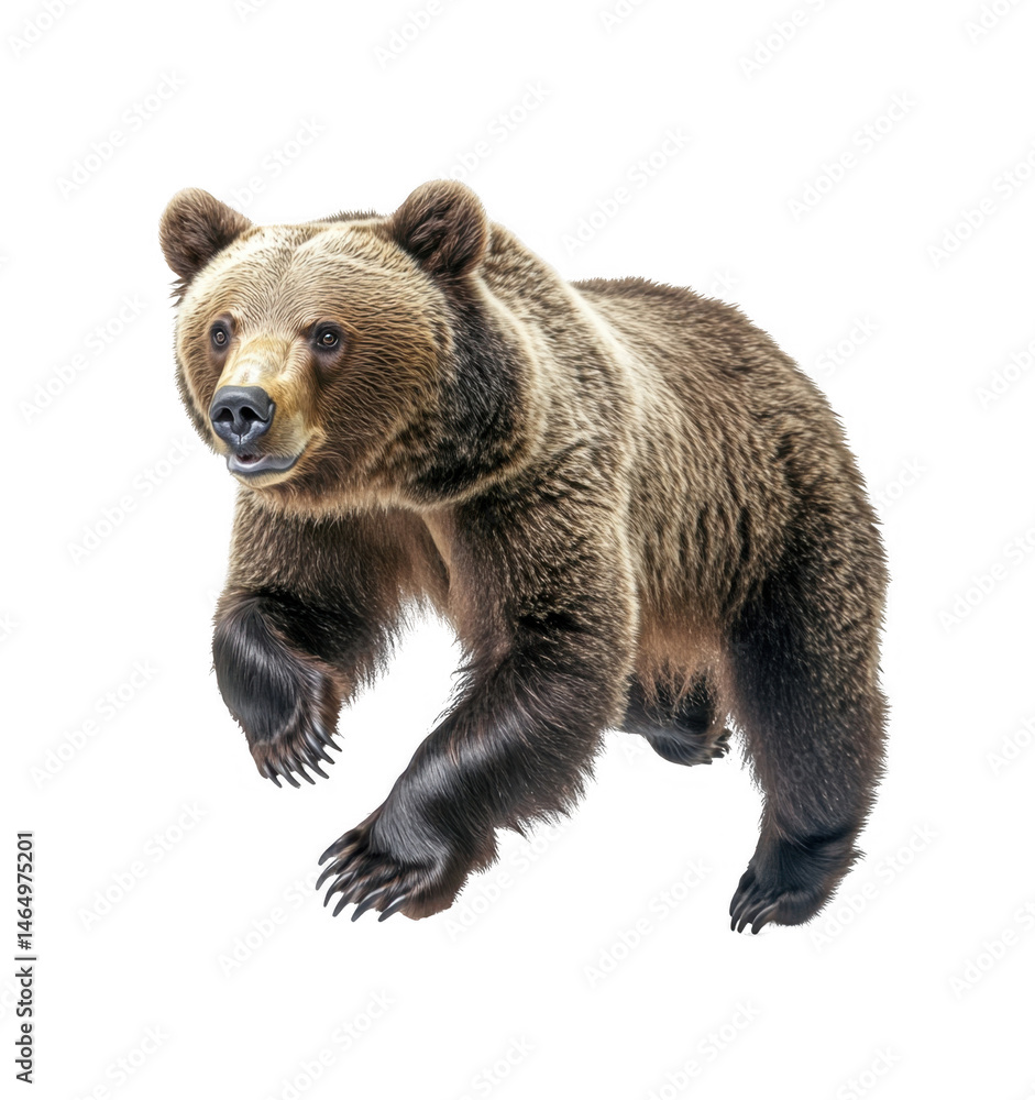 Fototapeta premium Powerful Brown Bear on Transparent Background