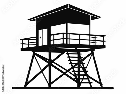 Lifeguard tower Silhouette vector, Safeguard tower illustration