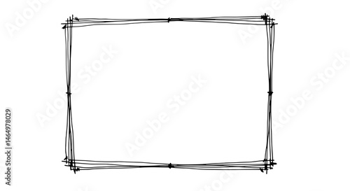 Sketchy Rectangle Frame: A minimalistic hand-drawn rectangle frame, captured in a raw, unfinished sketch style. It symbolizes boundaries, focus, and the initial stages of design.