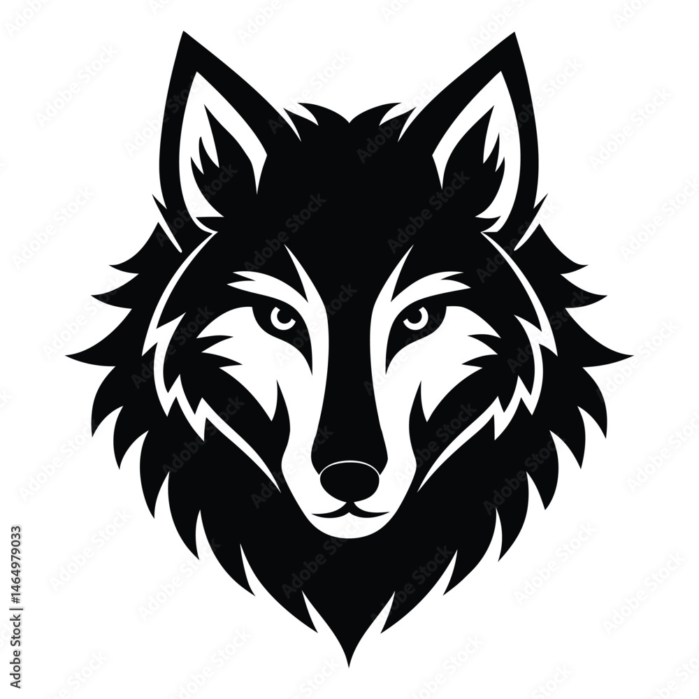 Wolf head silhouette on white background Wolf head silhouette on white background