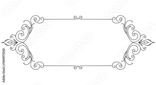 Ornamental Frame for Elegant Design: A delicate, intricately designed, and open frame, perfect for incorporating your own personalized message. A great visual element for conveying sophistication.