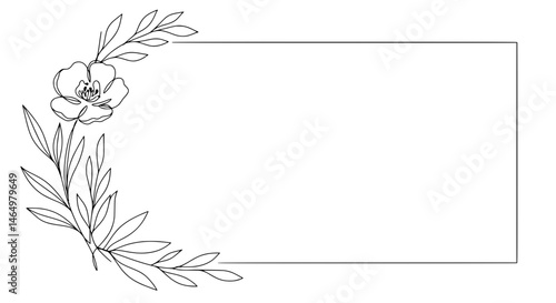 Floral Frame: Delicate floral elements grace a rectangular frame, with simple yet beautiful line art design. A perfect blend of nature and art.
