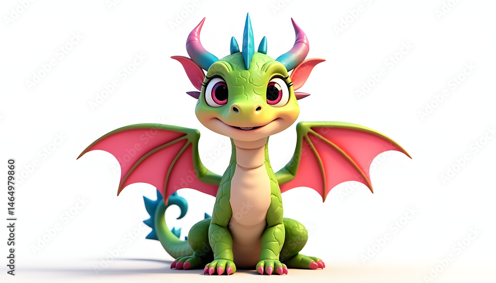 Fototapeta premium Friendly cartoon dragon illustration
