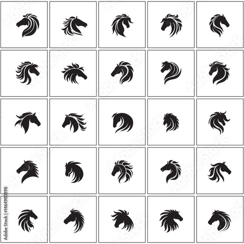 set of horse head silhouettes