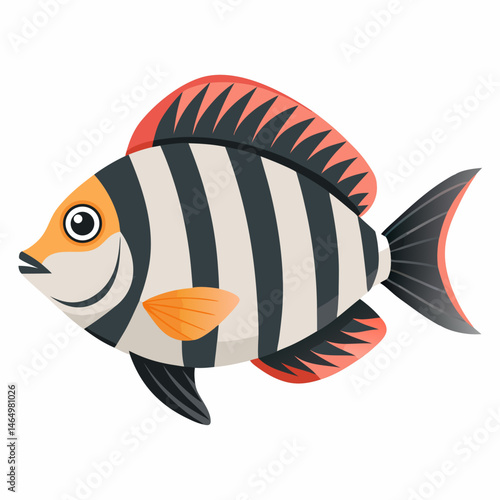 Minimalist Barred Surfperch Vector on White