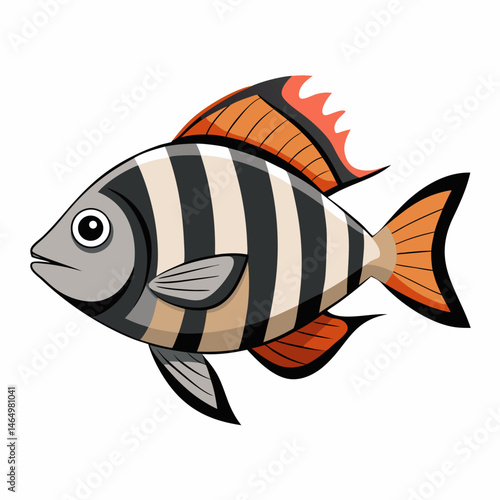 Minimalist Barred Surfperch Vector on White