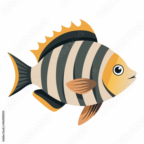 Minimalist Barred Surfperch Vector on White