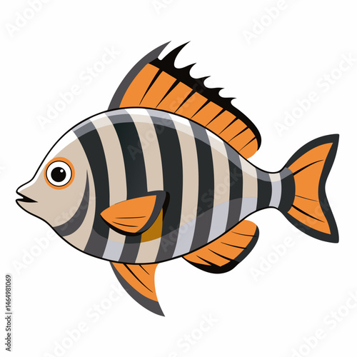 Minimalist Barred Surfperch Vector on White