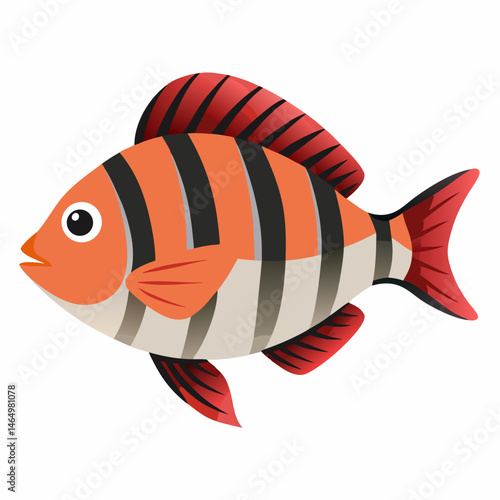 Minimalist Barred Surfperch Vector on White