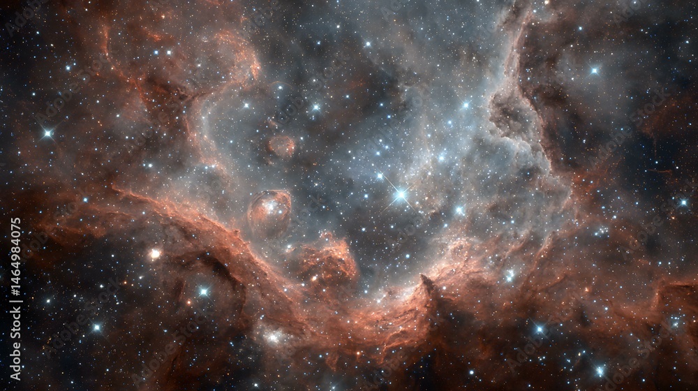 Fototapeta premium outer space sky with rich red and indigo nebula patterns glowing softly