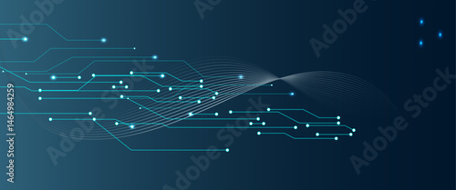 Abstract digital network with interconnected lines and dots on a deep blue background	