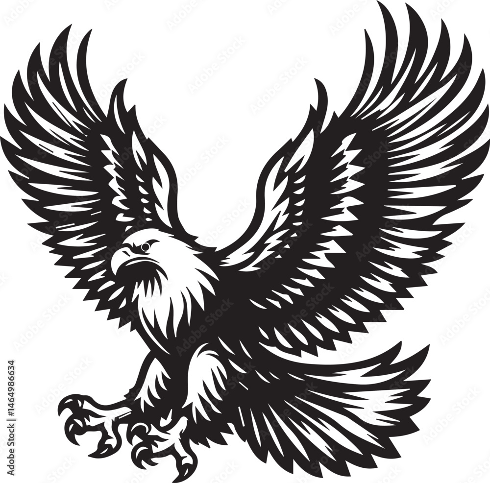 Obraz premium hawk, wing, bird, flying, eagle, feather, flight, silhouette, tattoo, wildlife