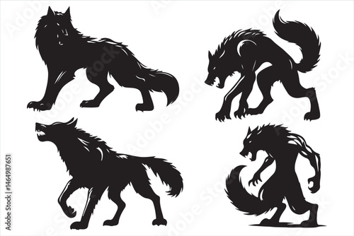 Werewolf Silhouette Vector Bundle