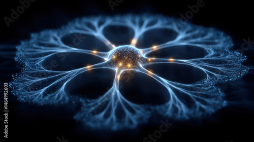 Minimalist representation of an AI agent as a glowing orb within a digital network of interconnected devices