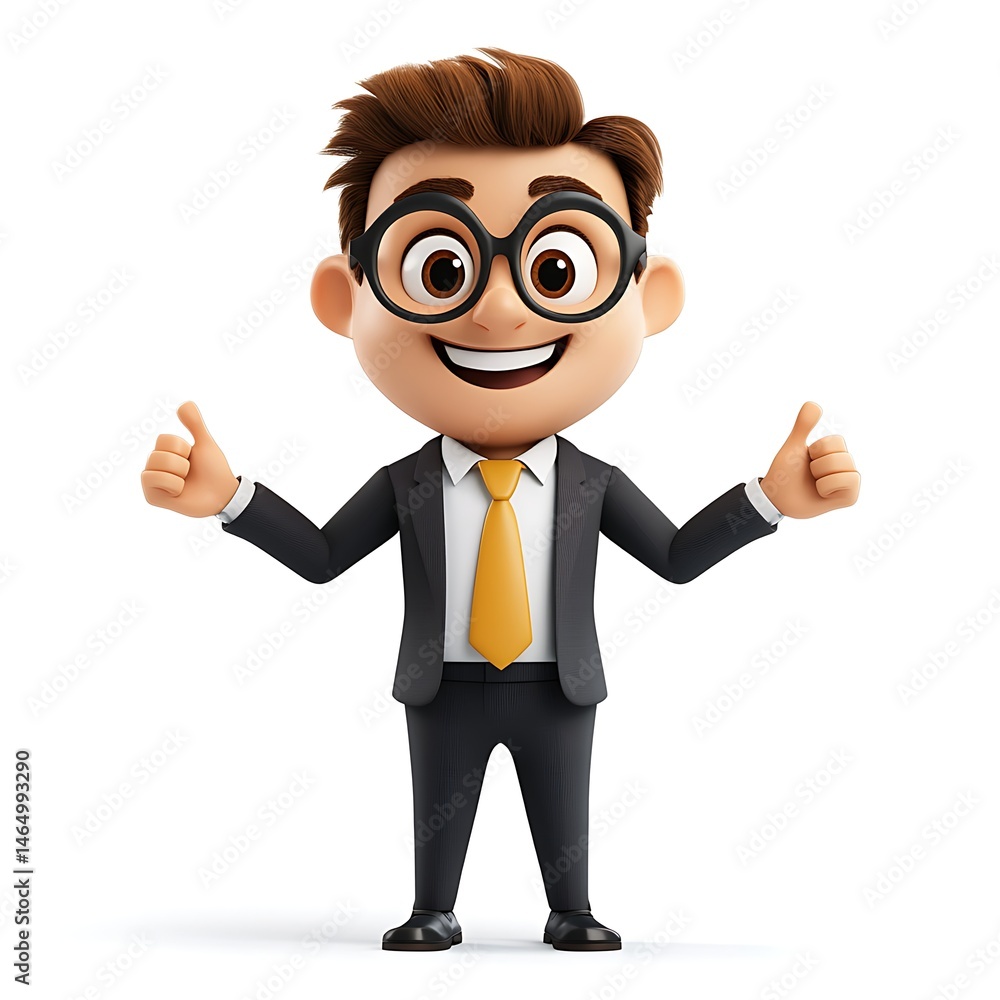 Upbeat Businessman in Business Attire: A cheerful businessman with a big smile and glasses gives a double thumbs up, radiating positivity and confidence in a business setting. Upbeat Businessman in Business Attire: A cheerful businessman with a big smile and glasses gives a double thumbs up, radiating positivity and confidence in a business setting.