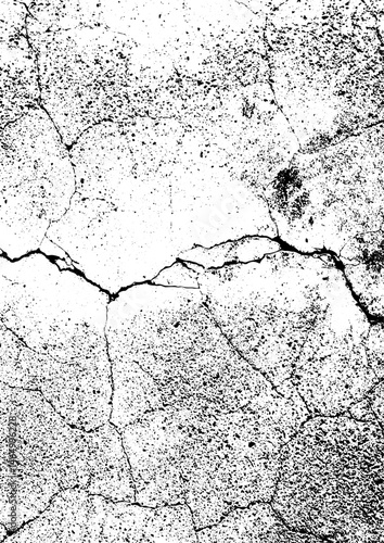 Large vector cracked concrete wall texture with a transparent background