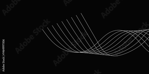 Abstract Black background with a glowing abstract waves. Abstract wave element for design. Digital frequency track equalizer, Futuristic background design. Long exposure, Light painting photography.