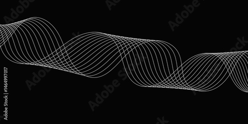 Abstract Black background with a glowing abstract waves. Abstract wave element for design. Digital frequency track equalizer, Futuristic background design. Long exposure, Light painting photography.