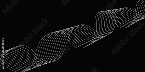 Abstract Black background with a glowing abstract waves. Abstract wave element for design. Digital frequency track equalizer, Futuristic background design. Long exposure, Light painting photography.