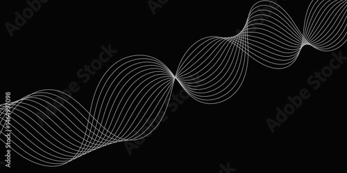 Abstract Black background with a glowing abstract waves. Abstract wave element for design. Digital frequency track equalizer, Futuristic background design. Long exposure, Light painting photography.