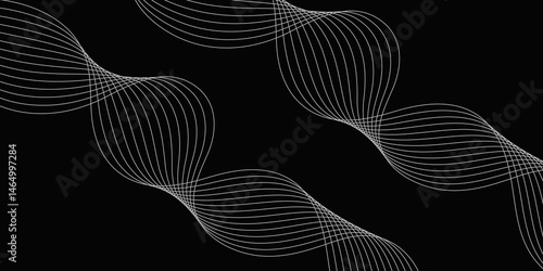 Abstract Black background with a glowing abstract waves. Abstract wave element for design. Digital frequency track equalizer, Futuristic background design. Long exposure, Light painting photography.