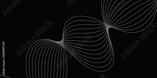 Abstract Black background with a glowing abstract waves. Abstract wave element for design. Digital frequency track equalizer, Futuristic background design. Long exposure, Light painting photography.
