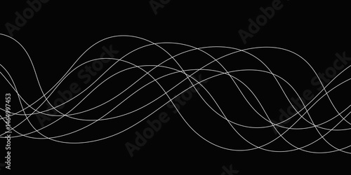 Abstract Black background with a glowing abstract waves. Abstract wave element for design. Digital frequency track equalizer, Futuristic background design. Long exposure, Light painting photography.