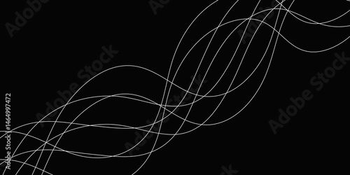 Abstract Black background with a glowing abstract waves. Abstract wave element for design. Digital frequency track equalizer, Futuristic background design. Long exposure, Light painting photography.