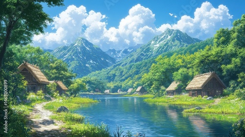 Fototapeta Naklejka Na Ścianę i Meble -  mountain landscape with lake