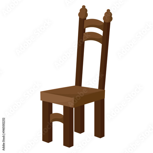 Spanish rustic wooden chair. Vector