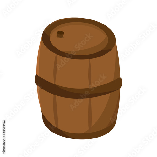 Single wooden barrel object. Vector