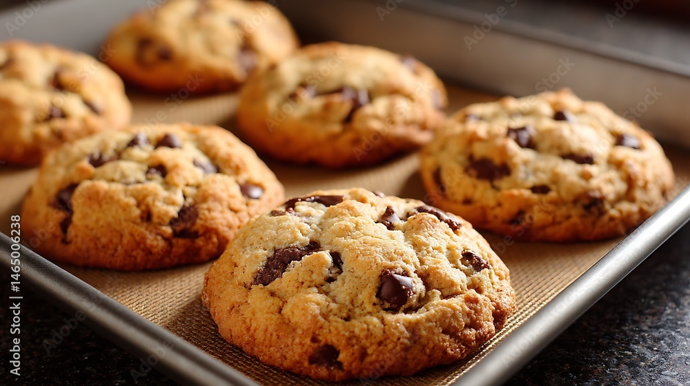Fresh baked cookies on baking sheet, golden brown Fresh baked cookies on baking sheet, golden brown
