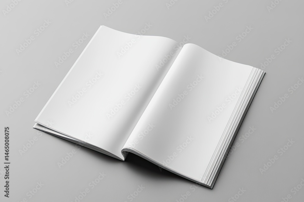 Open blank magazine on a gray surface Open blank magazine on a gray surface