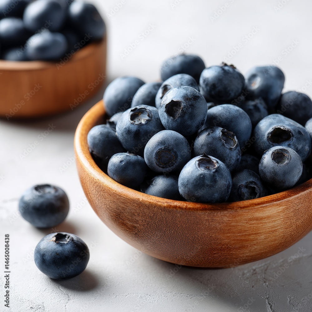 Fresh Blueberries in Wooden Bowls on Light Background Showcasing Healthy Eating, Natural Ingredients, and Organic Produce for Nutrition and Culinary Use Fresh Blueberries in Wooden Bowls on Light Background Showcasing Healthy Eating, Natural Ingredients, and Organic Produce for Nutrition and Culinary Use