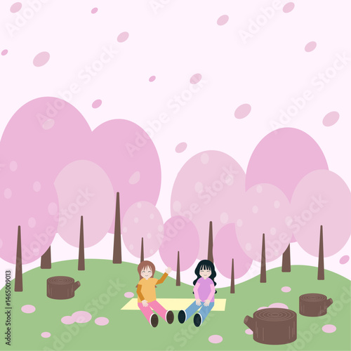 분홍 벚꽃 핀 자연 풍경 a pink cherry blossom scene