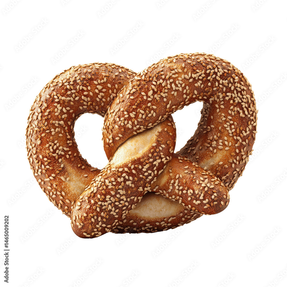 Sesame Seed Pretzel on Green Screen Sesame Seed Pretzel on Green Screen
