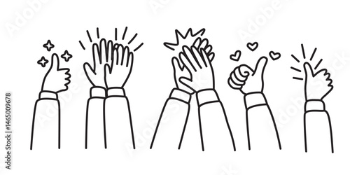hand drawn clap design. hand gesture illustration.