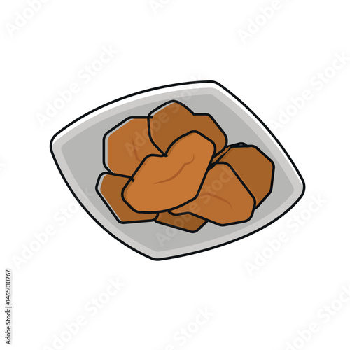 Plate of chicken nuggets. Vector