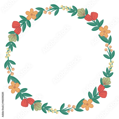 Circle flower frame illustration element background
