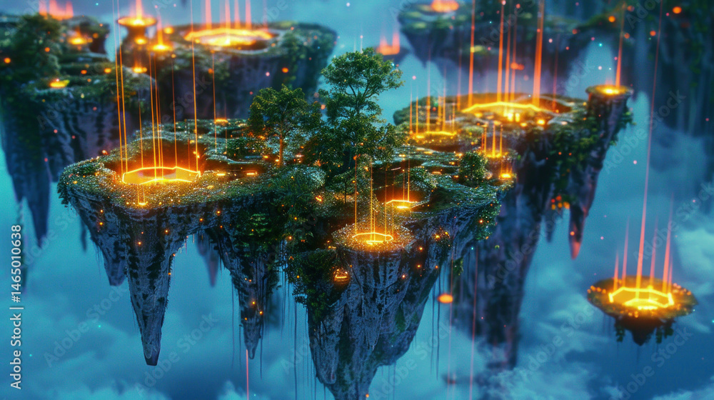 Floating islands fantasy landscape artwork Floating islands fantasy landscape artwork