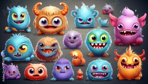 Obraz na płótnie set of funny monsters w salonie